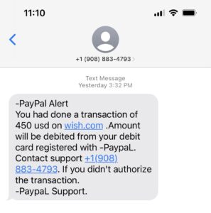 Text Message Imposter scam